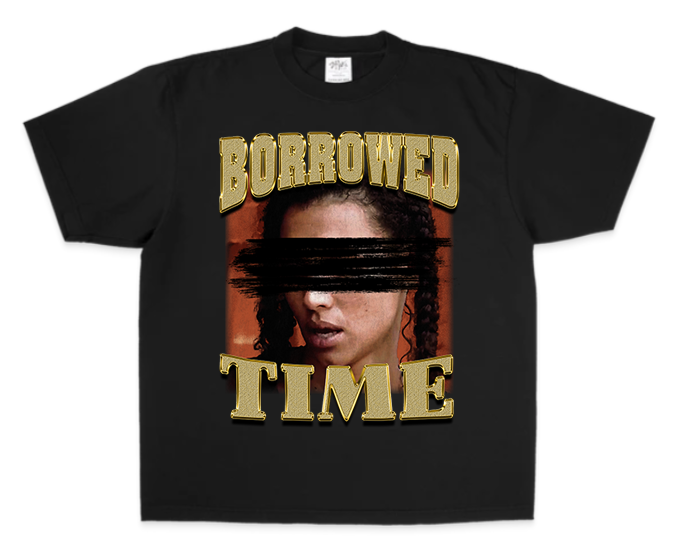 Borrowed Time heavyweight tee in black by Organized Thoughts
